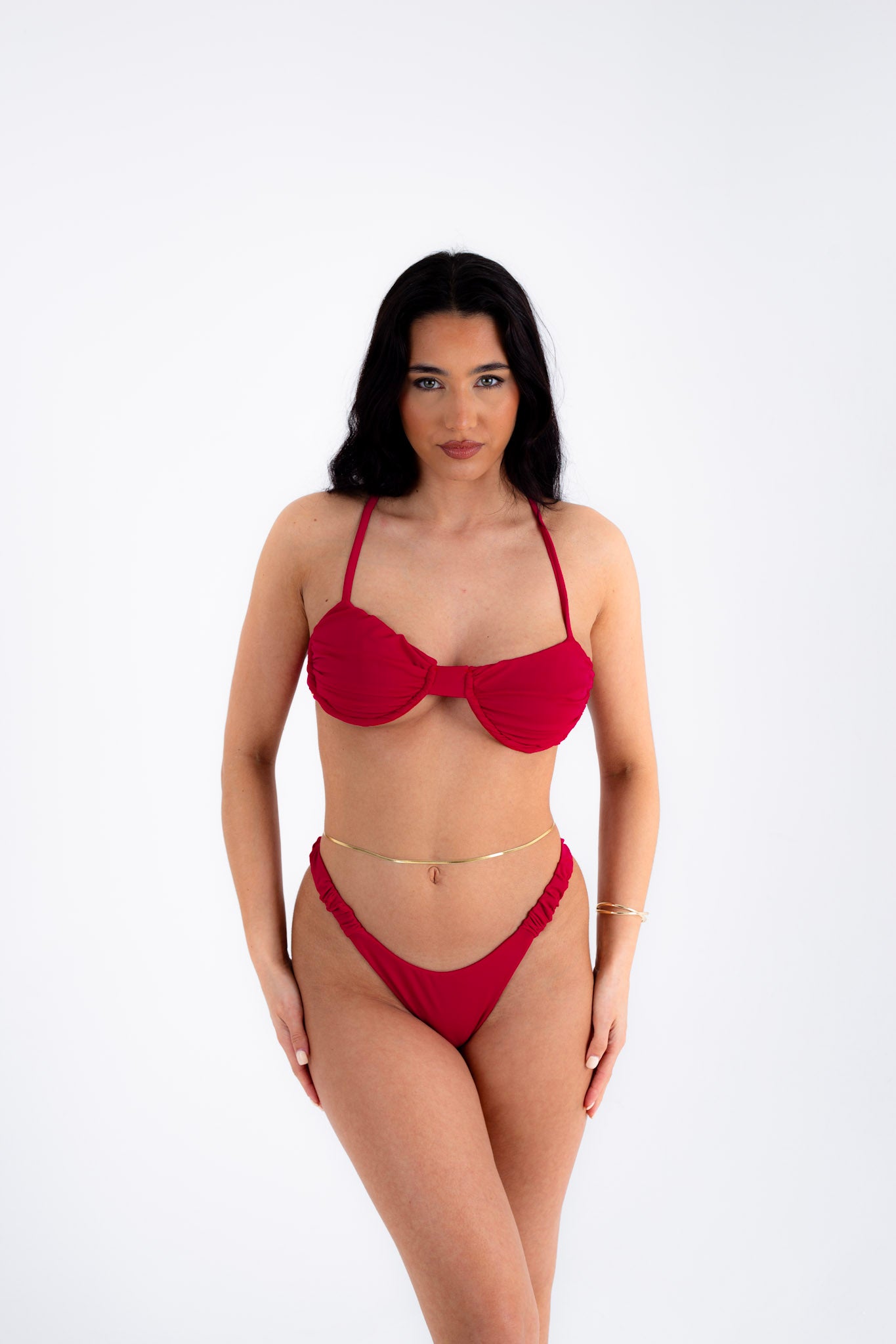 Ruched bottoms - deep red