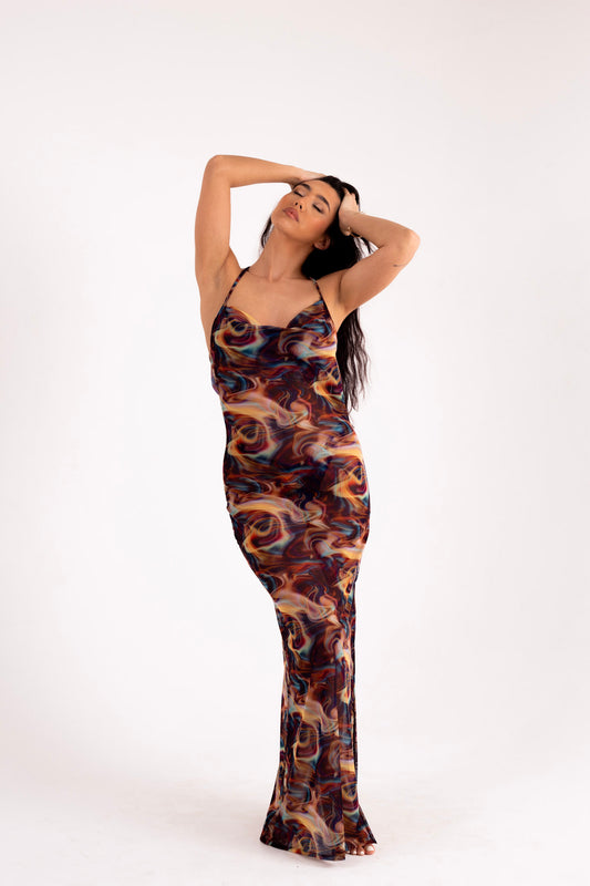 Twilight mesh maxi dress